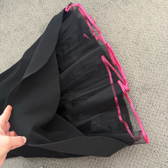 Vintage VTG Y2K Black Pink Trim A Line Tulle Midi Knee Length Dress Steppin Out - Picture 11 of 13